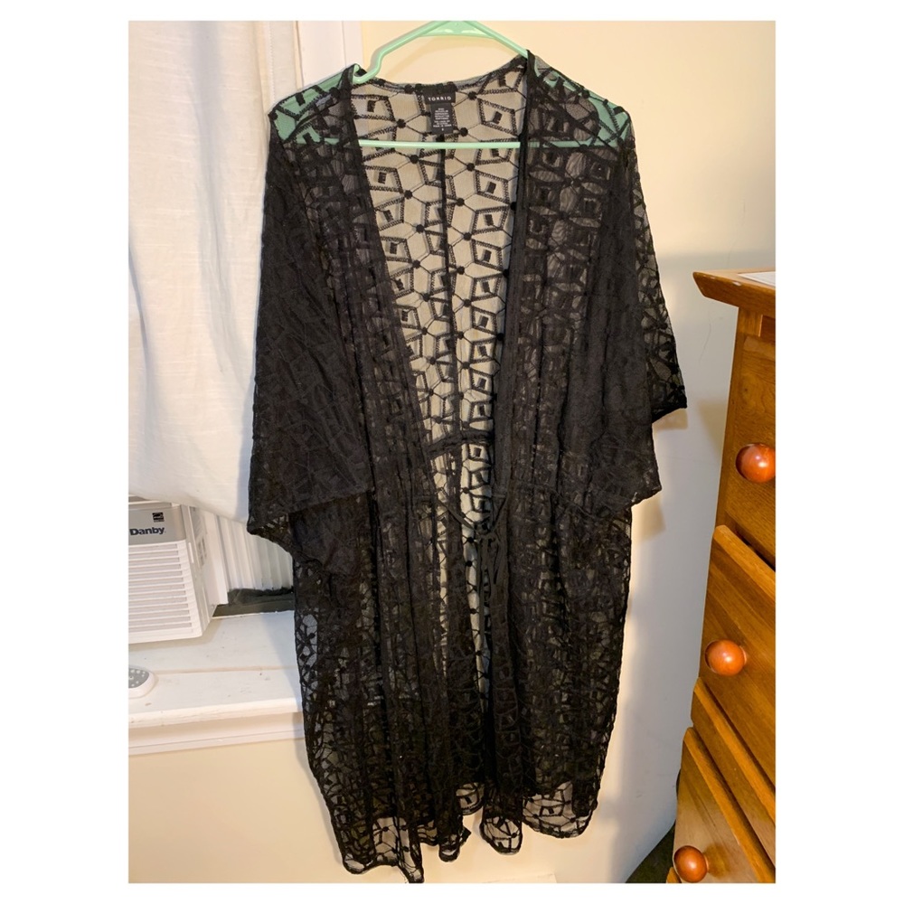 Torrid Black Patterned Kimono